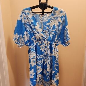 Cupshe Blue and White Floral Mini Dress